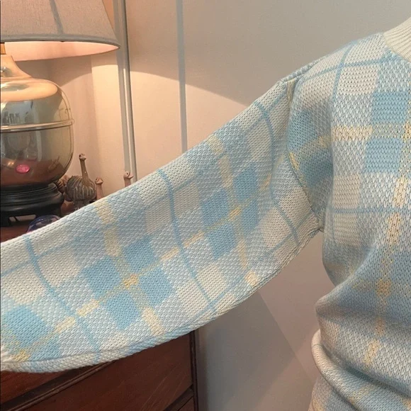 Vintage NOS Blue and White Plaid Sweater - Picture 3 of 8